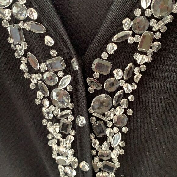 Susan Graver small button up V-neck Cardigan w/tons of sequins large & small. - Picture 5 of 8